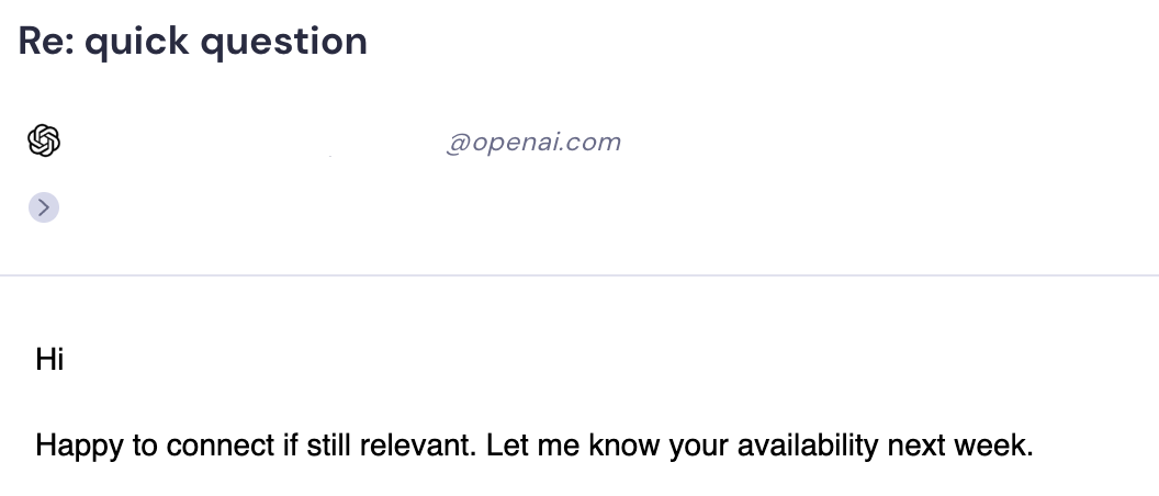 OpenAI reply